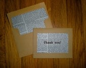 Upcycled Book Page Thank You Cards (set of 6)