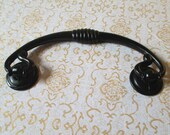 L 4.5 IN Black Metal Dresser Drawer Pulls Handles / Vintage Style Cabinet Handle Pull Decorative Knobs / Antique Furniture Hardware Art Deco