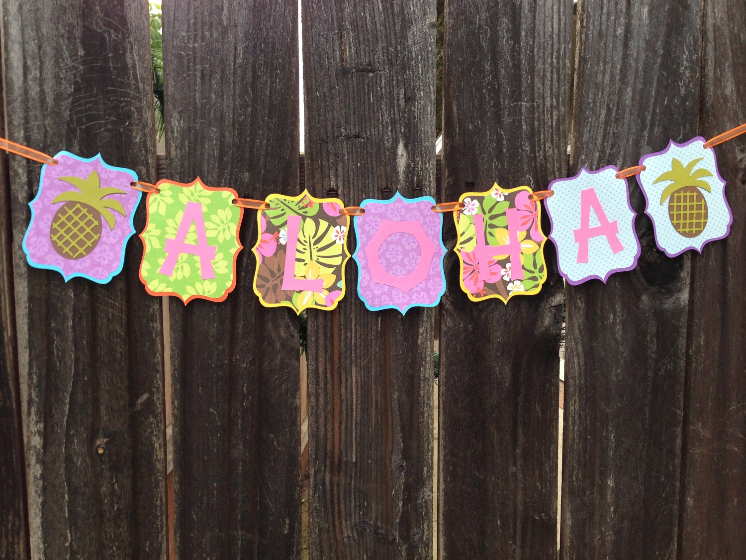 ALOHA Hawaiian Luau Banner-Birthday Party, Birthday Banner