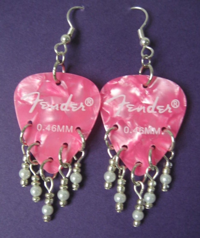 Guitar Gift Pack Pink Guitar Pick Earrings  Made in Nashville Music City Fun 80's Wear Free Shipping