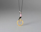 A Balancer  Sterling Silver Pendant Matte Gold Finish Delicate Hand Painting With Beautiful Details Contemporary Design for Unique Outfits