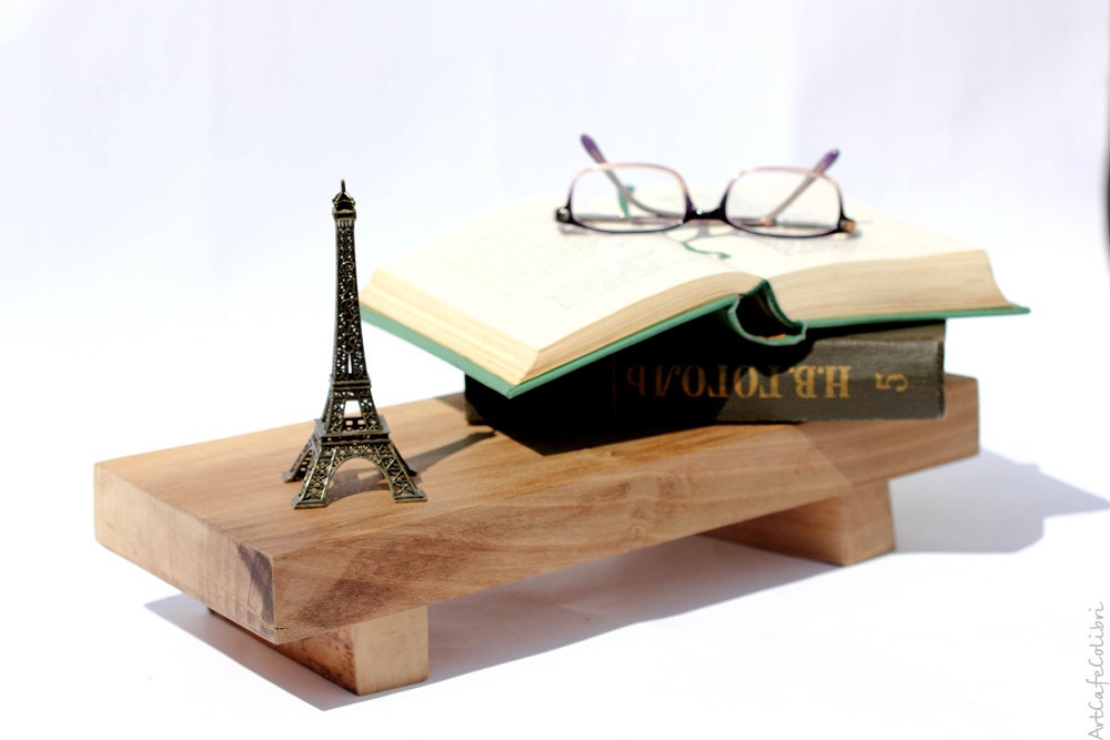 Beige  wooden shelf for books - Kitchen cutting board - Walnut - Eco friendly wooden decor item - Christmas gift. - New Year gift. - ArtCafeColibri