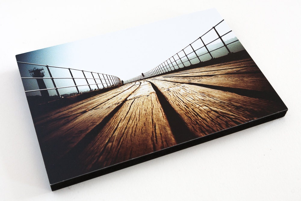 Low down on Whitby Pier. 9" by 6" Wooden block mounted Lomo Photograph. Shot on Film.