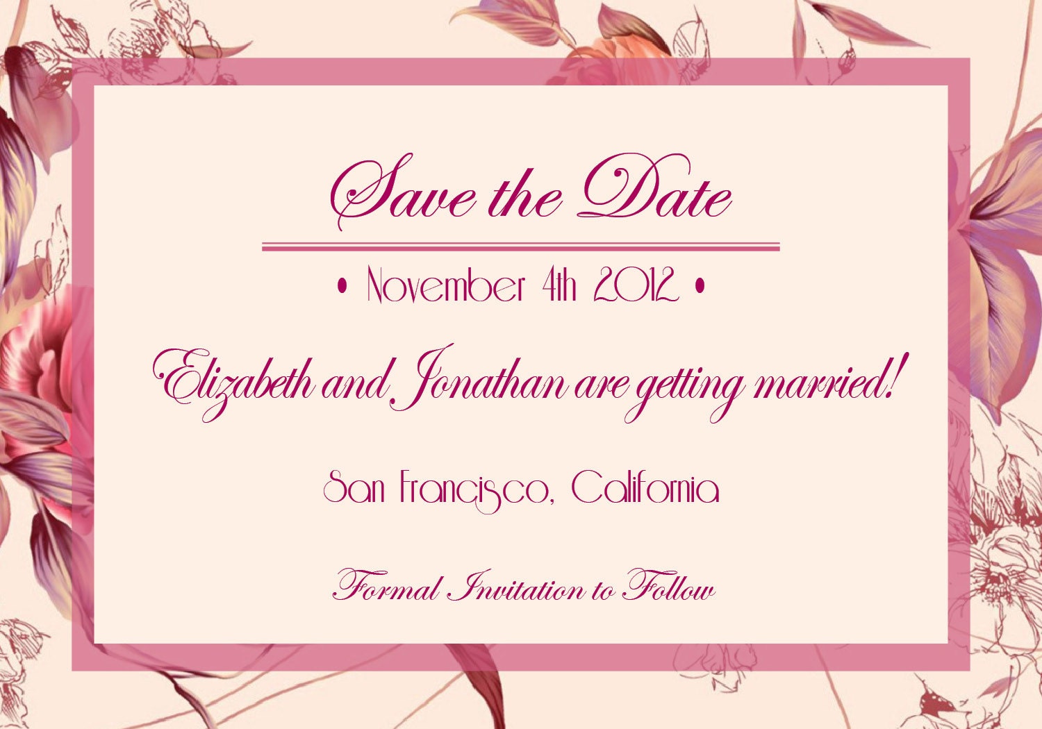 DIY Printable Wedding Bridal Invitation Stationery Suite - Vintage Floral Rose Pink Flower Print - Invite,Thank You,RSVP Card, Save the Date