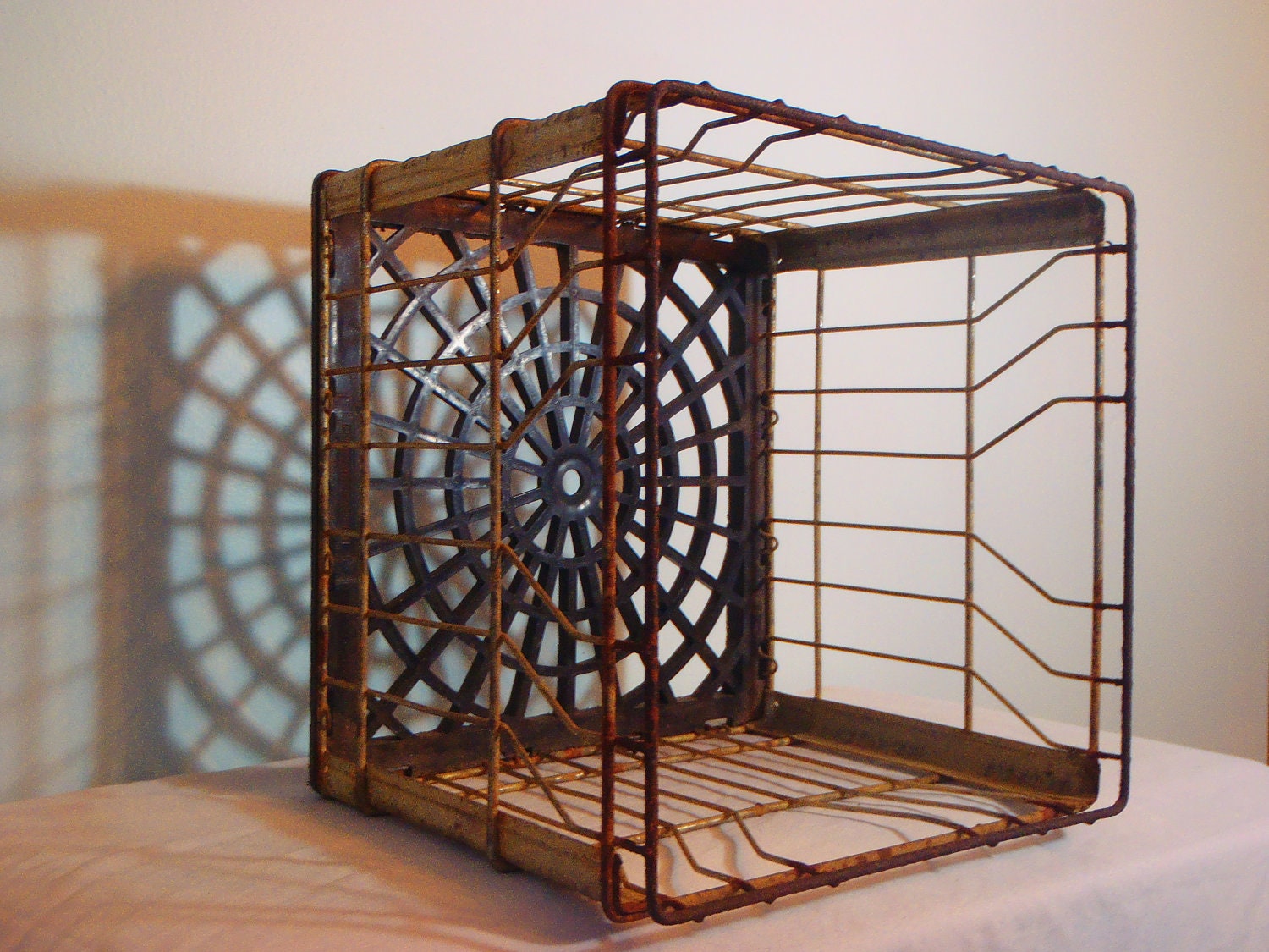 Vintage Metal Milk Crate