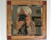 Small Wall Mirror with American Gumwood and Purpleheart Geometric Pattern