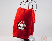 Super Mario Bros. Red Mushroom Inspired - Embroidered Hand Towel