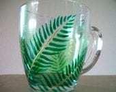 Fern Mug Glass, Hand Painted
