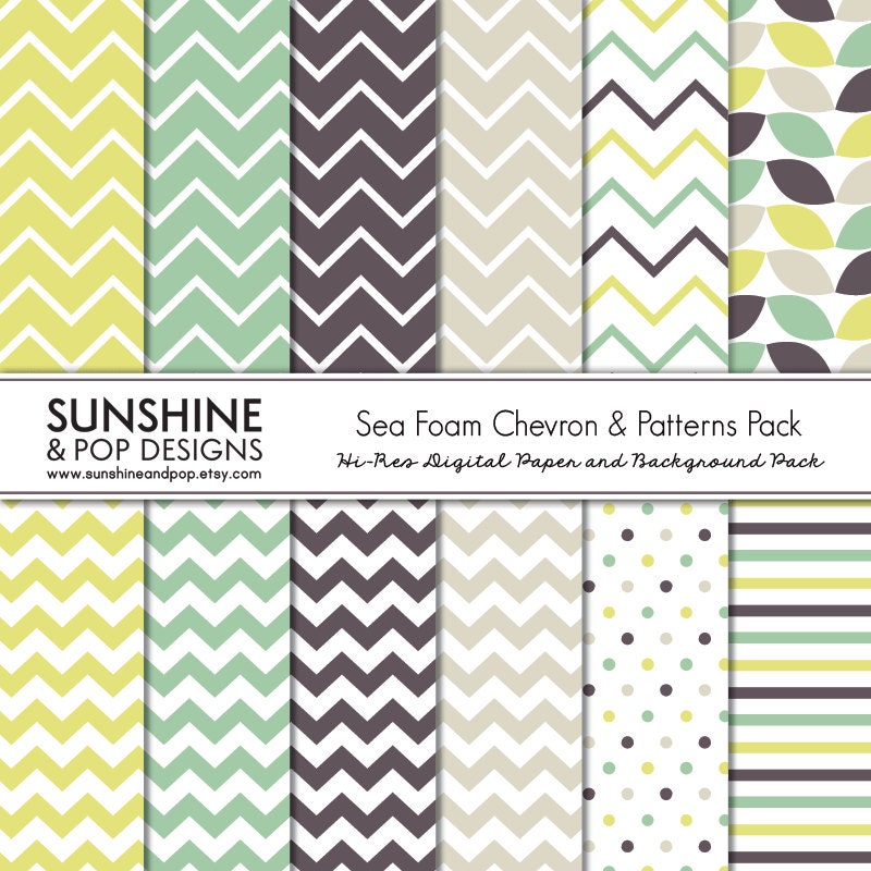 INSTANT DOWNLOAD - Chevron Digital Scrapbook Paper Pack - Chevron Polka Dot Patterns for scrapbooking, decorations, invitations, backgrounds Il_570xn