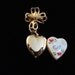 California Hand Painted Mother Of Pearl Gold Tone Lock Dangling Brooch