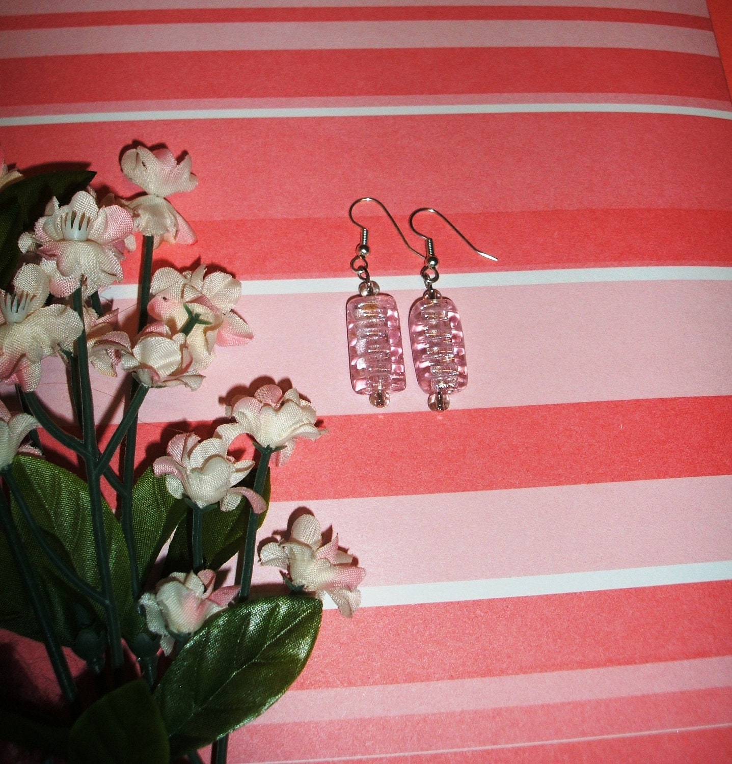Pink Ripple Rectangle Earrings for a cause