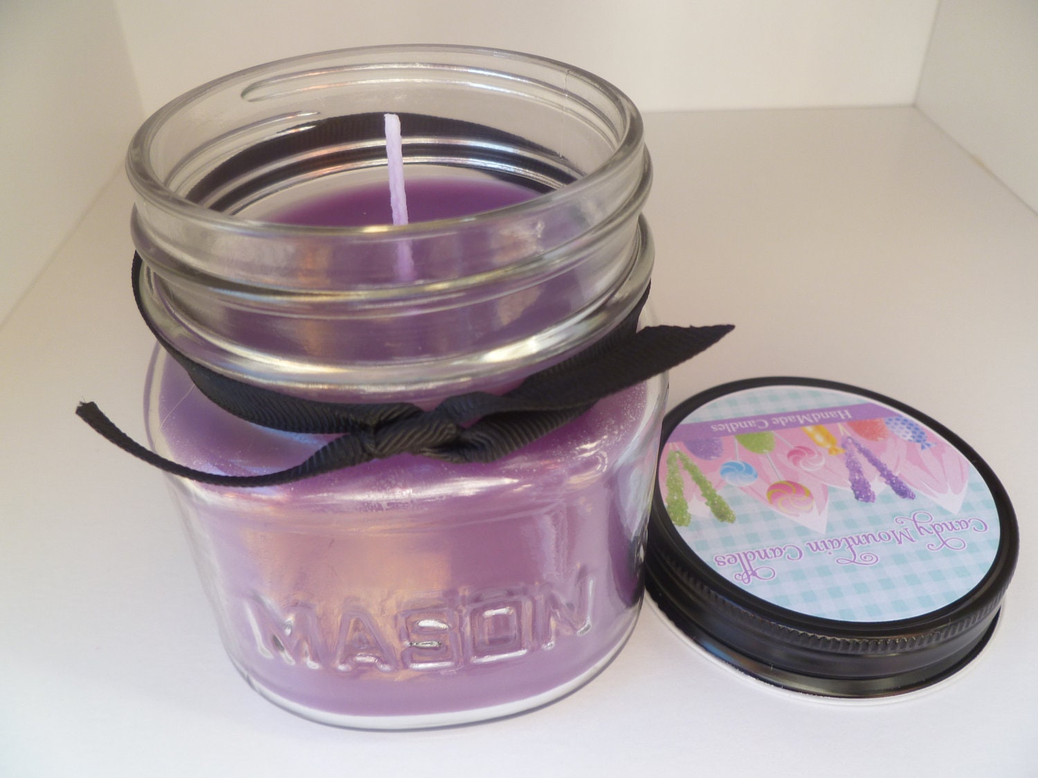 Black Raspberry and Vanilla Soy Blend 8 oz. Mason Jar Soy Blend Candle Highly Scented
