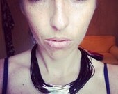 Stacked Silver Tubes String Necklace