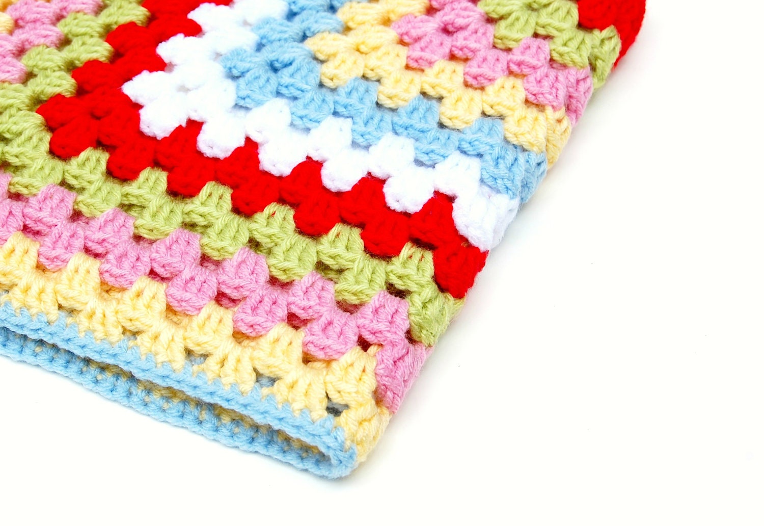 Crochet Baby Blanket - Granny Square Crochet Baby Blanket Afghan - photo prop crib stroller newborn baby blanket