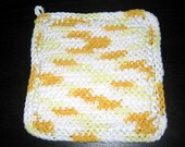 Crocheted, double thick, variegated yellow potholder