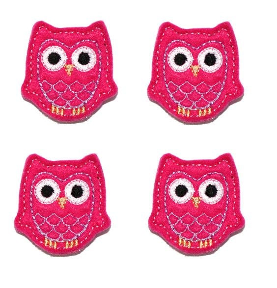Hot Pink and Lilac Owl felt applique embellishments (4)