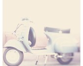 retro scooter photo print - whimsical fine art color photography, nostalgic, travel, blue, wheels, city, escape, explore - 8x8