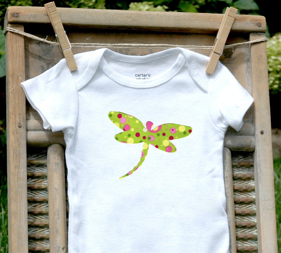 Dragonfly Onesie - made to order sizes NB, 3m, 6m, 9m, 12m, 18m, 24m - Long or Short Sleeve