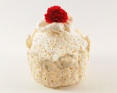 Lace Cupcake Jewelry Box with Secret Compartment- Baked full of Whimsy and made with Lace, Doily & Pom Pom Cherry
