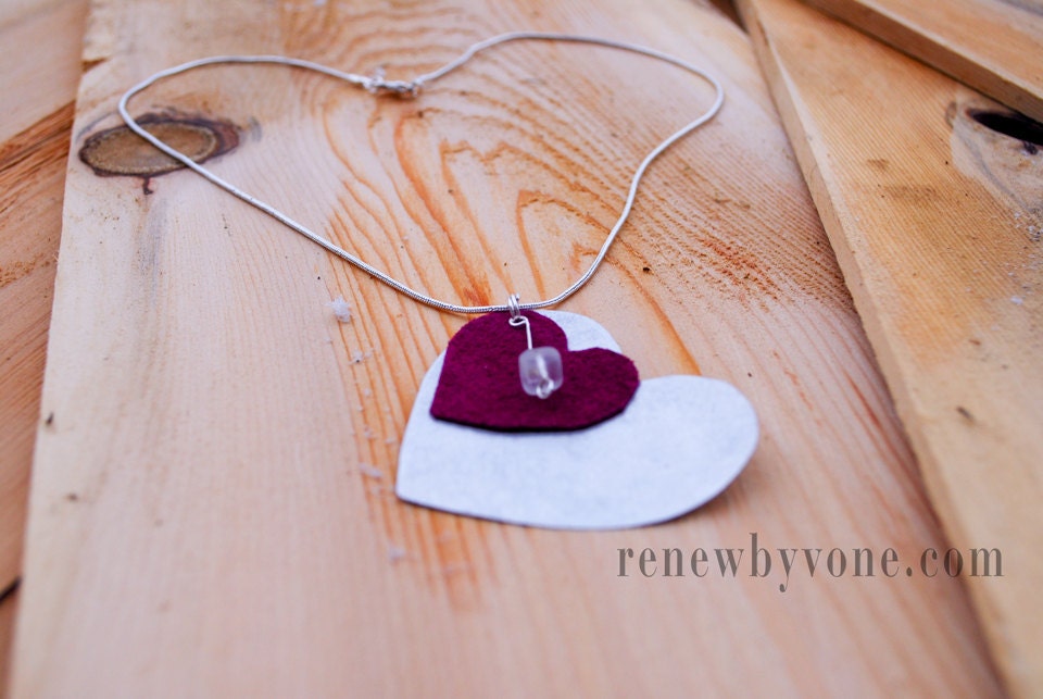 Recycled Aluminum and Suede Necklace - Love Heart
