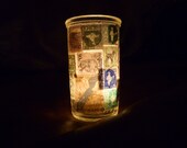 International Vintage Stamp Collaged Votive Candle Holder-
