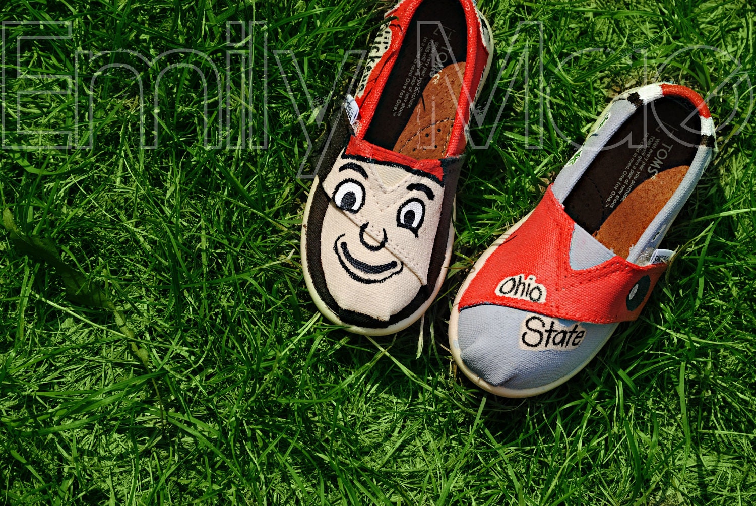 Custom, hand painted TOMS: Ohio State Buckeyes for Toddlers