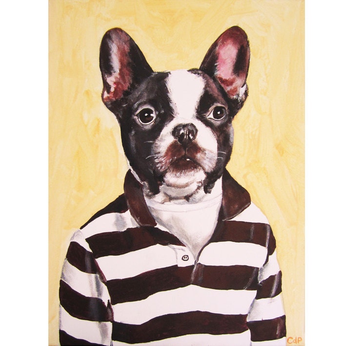 Digital Print Mixed Media Illustration Print Art Poster Acrylic Painting Kids Decor Drawing Illustration Gift : Sporty Frenchie COCKTAILZOO