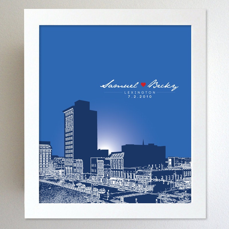 Housewarming Present / Lexington Kentucky Skyline Custom Present / Special Date Art Poster / Any Cityscape Available