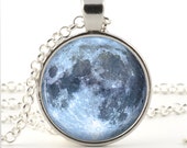 Full Moon Pendant - Full Moon Necklace - Full Moon Jewelry - Glass Photo Pendant - Gift Bag Included - BazingaJewellery