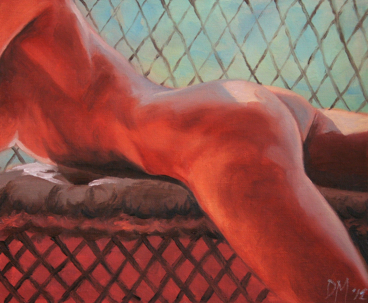 Original Oil Painting Fine Art Female Artistic Nude Lounge