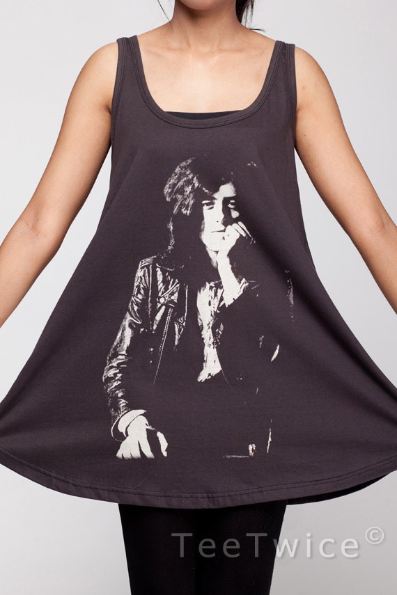 Jimmy Page Led Zeppelin T Shirt Dress Rock Band Shirts Women Tank Top Black Tunic T-Shirt Sleeveless Vest Mini Dresses Size M L