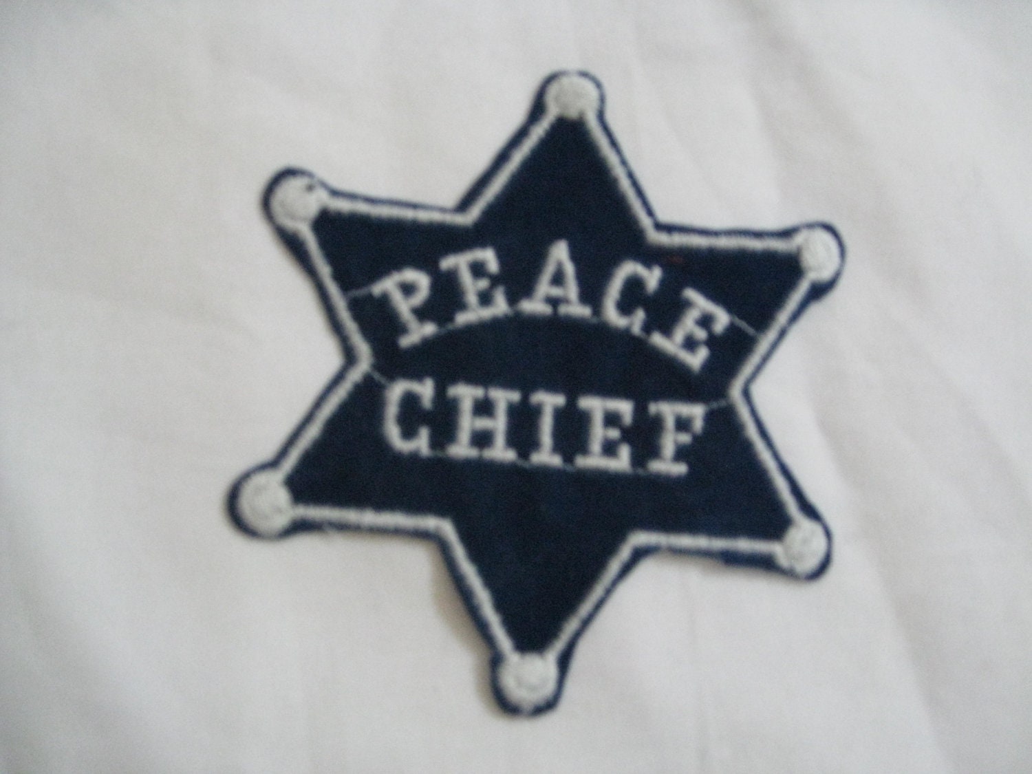 Peace Chief  70s vintage patch sew-on and never used Blue and White