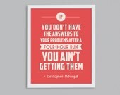 Running Answers Problems Retro Print - Marathon Training Inspirational Exercise Quote - 8x10