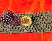 Headband-Hair Accessory-Hat Band-Tan-Hand Decorated-Spring Accessory-Vintage Jewelry-Boho-Eclectic