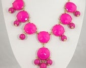 NEW 8 Stone Hot Pink/Fuchsia Bubble Necklace,Handmade Bib Necklace,Bubble Jewelry,Bib Jewelry,Statement Jewelry-BN071