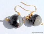 druzy agate earrings black and white mono chrome earrings handmade semi precious jewelry women earrings gold plated