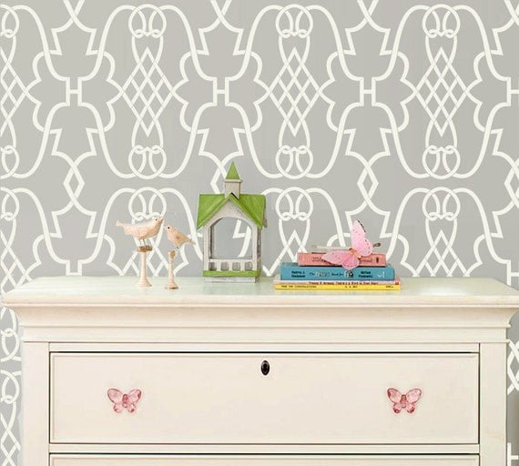 Sonata Allower Pattern Wall Room Decor Made by OMG Stencils Home Improvements Color Paintings 0001