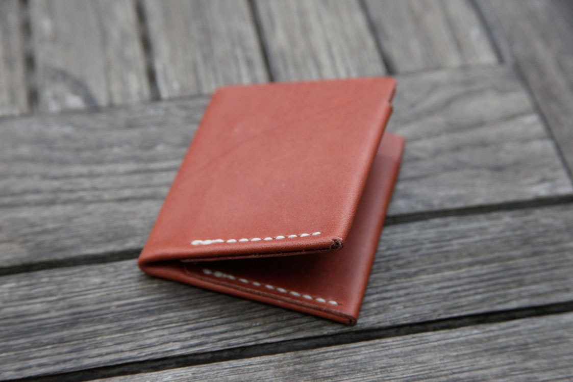 grams28 - Leather Wallet Card holder (hand stitched) Money Clip or gift idea wallet Cardholder (italian leather)