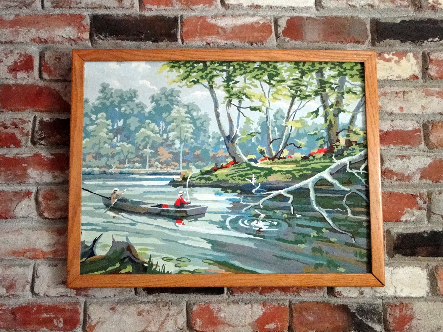 large vintage fishing paint by number
