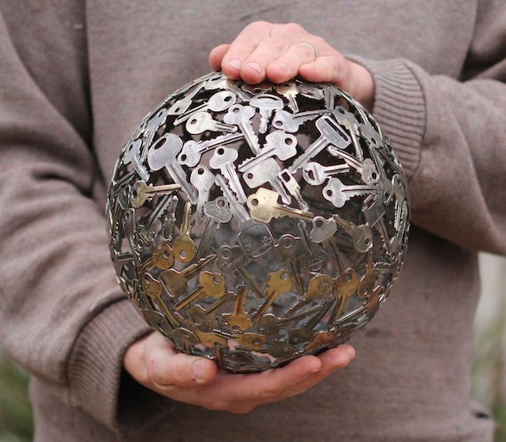 Large key ball, Key sphere, Metal sculpture ornament