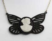 Black Butterfly Cameo Necklace jewelry
