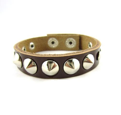 Leather Cuff / Leather Bracelet / Silver Rivet Decorated Leather Cuff / Punk Style / 4 Colors Available / Adjustable
