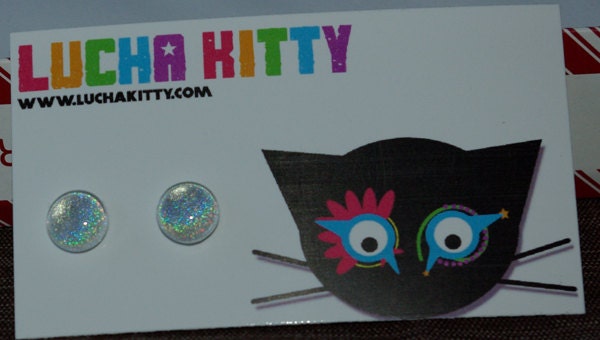 Specialità Hits - Hefesto & OPI - My Boyfriend Scales Walls 10mm Round Cabochon Earrings (Nail Polish Earrings) Holographic