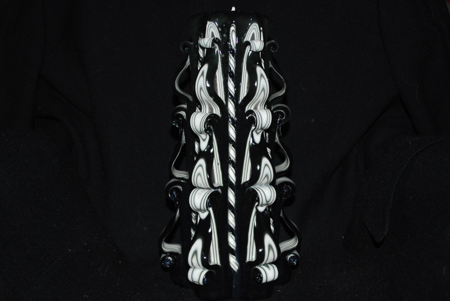 Carved Candle- Black and White - Sculpted Candle