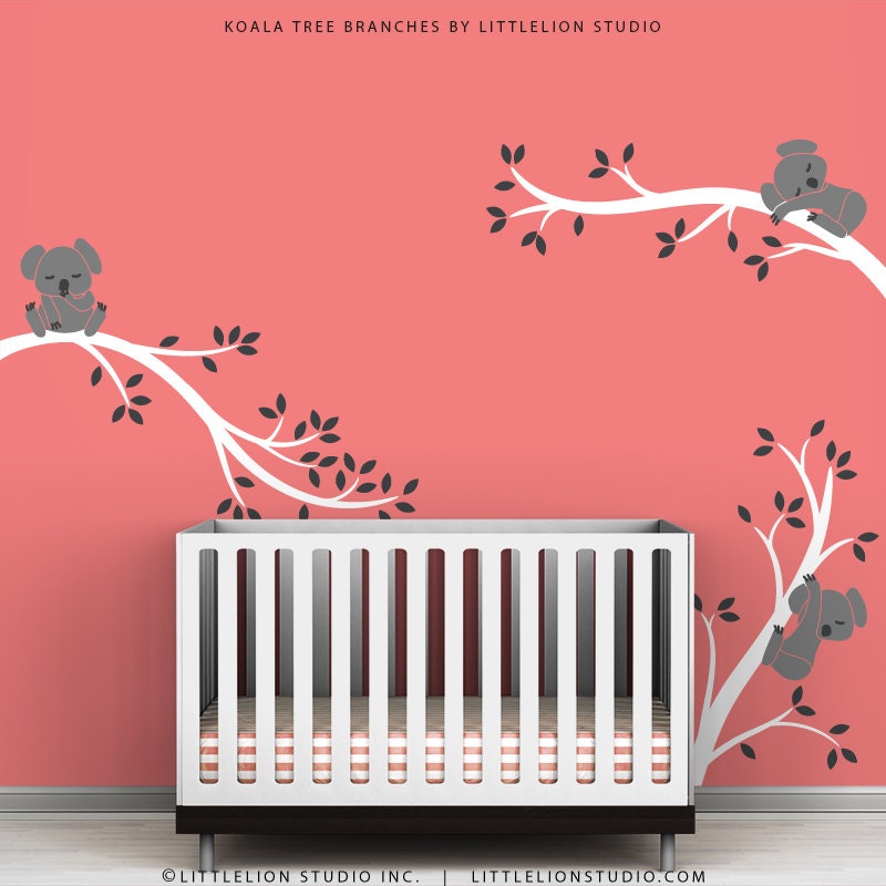 Baby Wall Decals Gray Wall Sticker Wall Decor Baby Nursery - Koala Tree Branches by LittleLion Studio