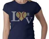 Softball LOVE Women's Rhinestone T-Shirt