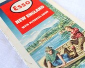 Ephemera, Vintage Road Map, Esso, New England, Scrapbooking, Travel, Picture Guide