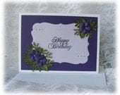 Handmade Birthday Card in purple with 3D flowers