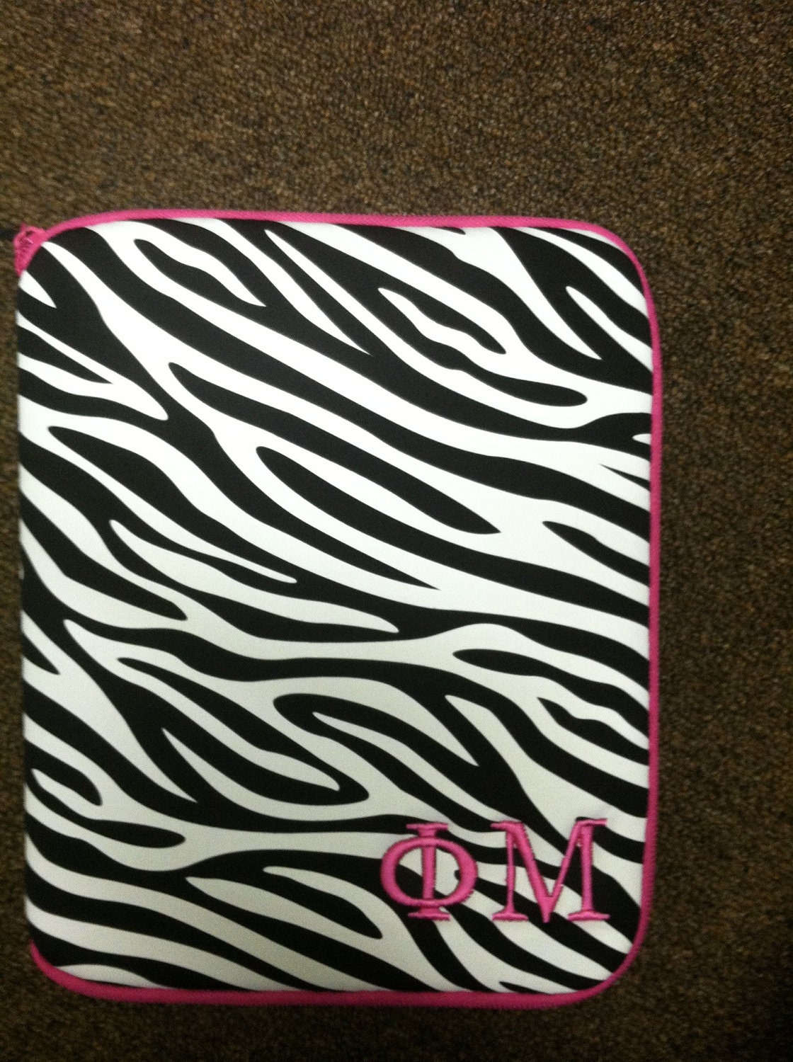 Zebra print phi mu iPad or kindle cover.