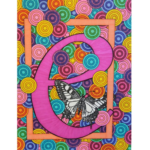 initial art print "Butterfly E" alphabet 11x14 reproduction